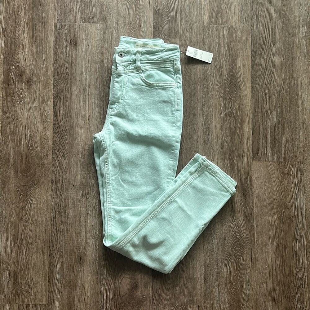 NWT Anthropologie Pilcro and The Letterpress High‎ Rise Slim Jeans Mint 26 Tall